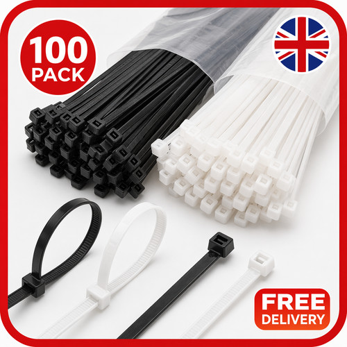 White black cable ties heavy - black,