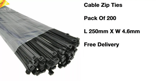 Black cable ties - black, zip