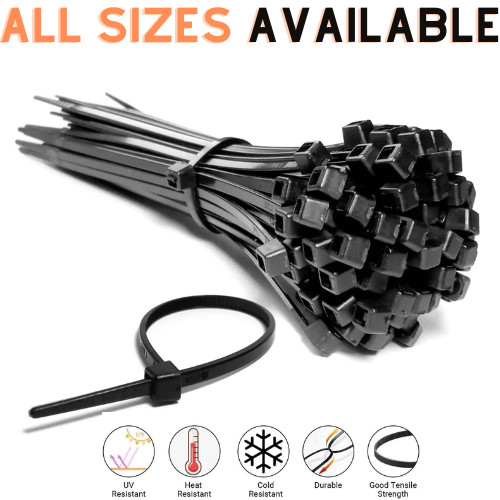 Black cable ties zip - black,