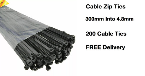 Cable ties black 300mm - ties, x