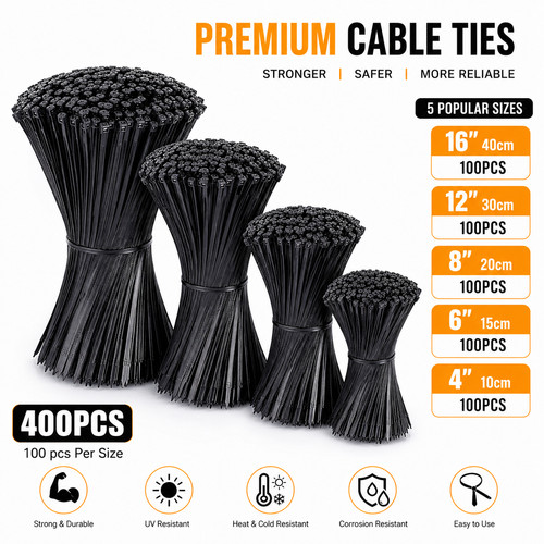 Black cable ties zip - black,